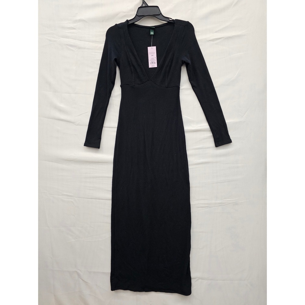 Wild‎ Fable Womens V-Neck Maxi Dress Black Rayon Blend Casual Size XXS